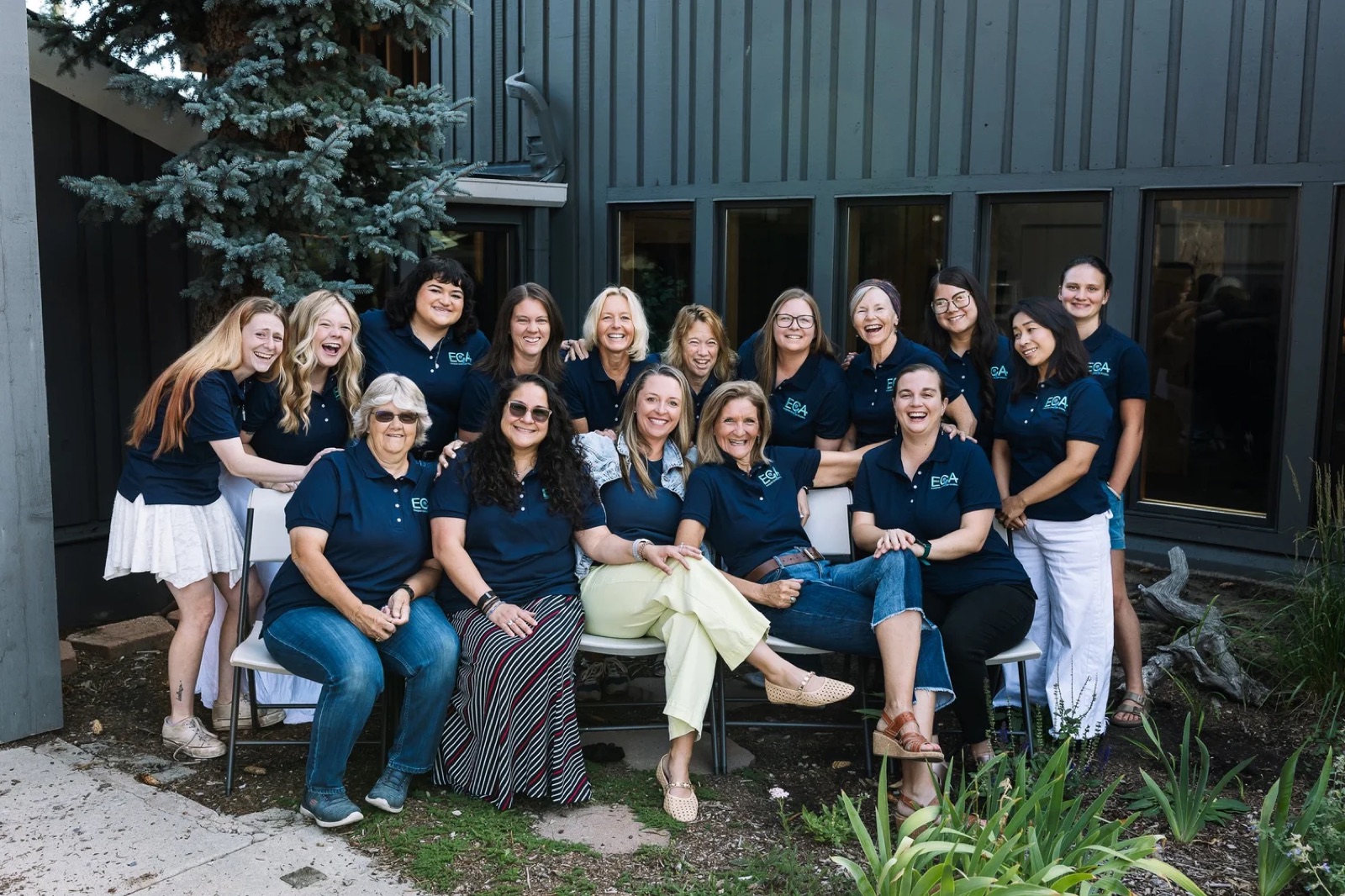 The Evergreen Christian Academy staff gathered outside the school